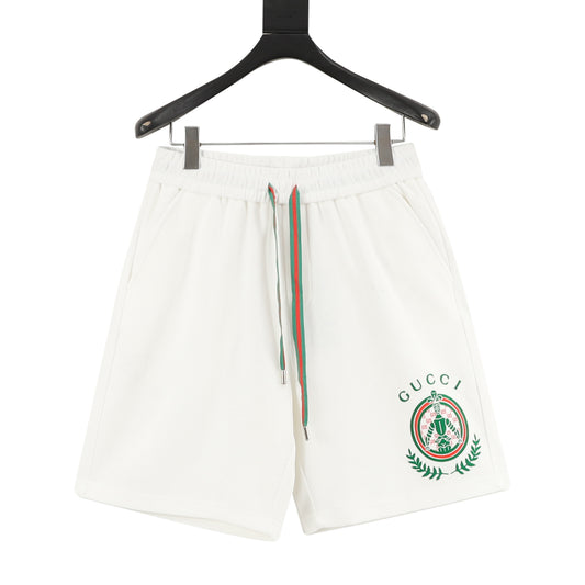 Gucci Wheat Knight Flocked Print Shorts front view