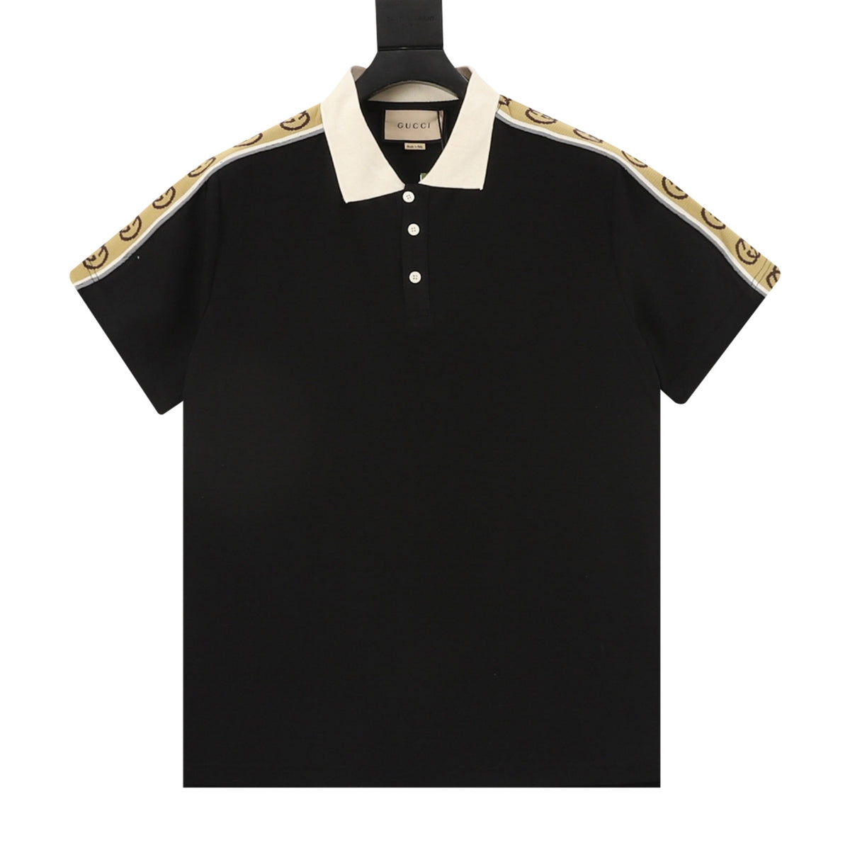 Gucci Reflective Web-Stripe Polo Shirt front view