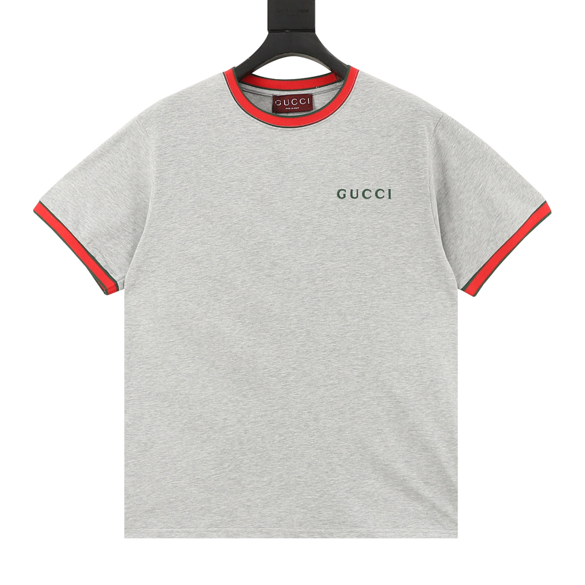 Gucci Web-Rib Letter Embroidered T-Shirt front view
