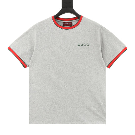Gucci Web-Rib Letter Embroidered T-Shirt front view