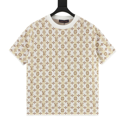 Louis Vuitton Monogram Floral Jacquard Knit T-Shirt - Ivory front view