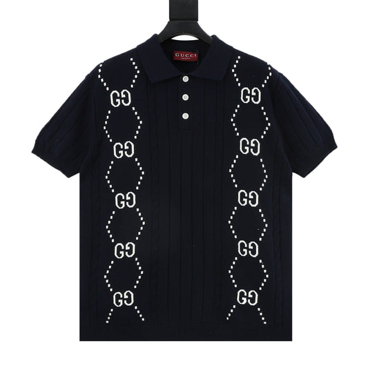 Gucci Double G Knit Polo Shirt front view