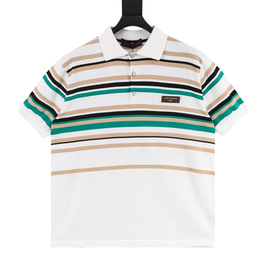 Louis Vuitton Stripe Button Polo Shirt front view