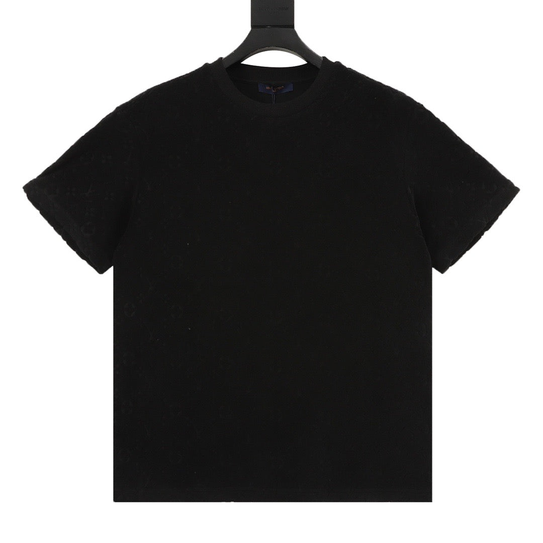 Louis Vuitton Flocked Embossed Terry T-Shirt - Black front view