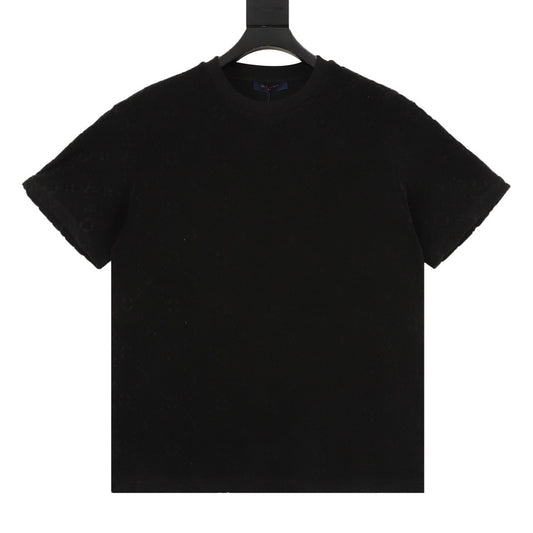 Louis Vuitton Flocked Embossed Terry T-Shirt - Black front view