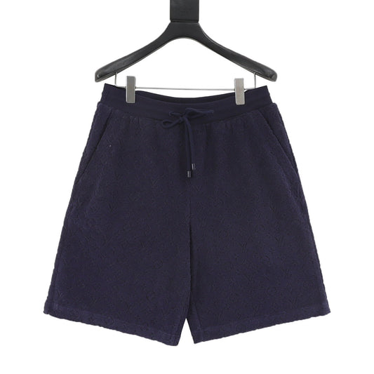 Louis Vuitton Flocked Embossed Terry Shorts - Navy front view