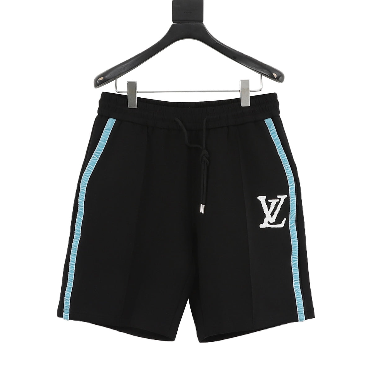 Louis Vuitton Side-Stripe Embroidered Shorts - Black front view