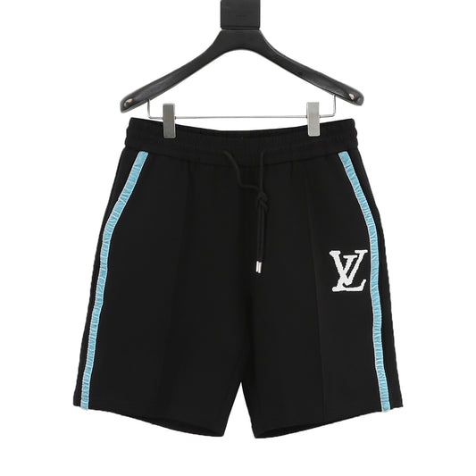 Louis Vuitton Side-Stripe Embroidered Shorts - Black front view