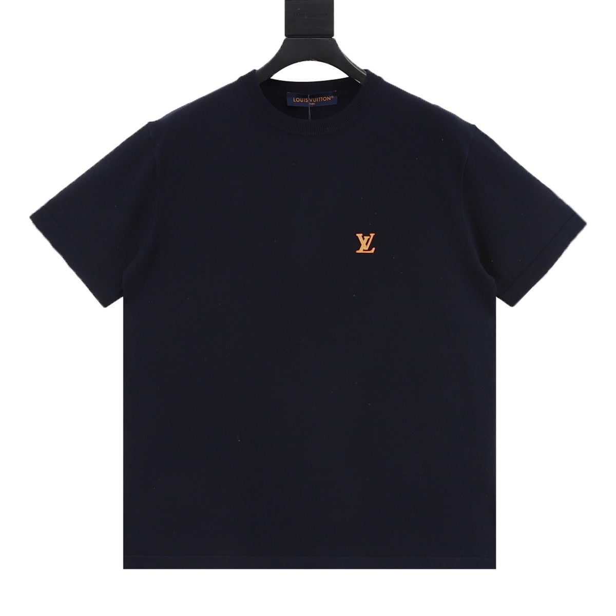 Louis Vuitton Leather-Detail Knit T-Shirt - Black front view