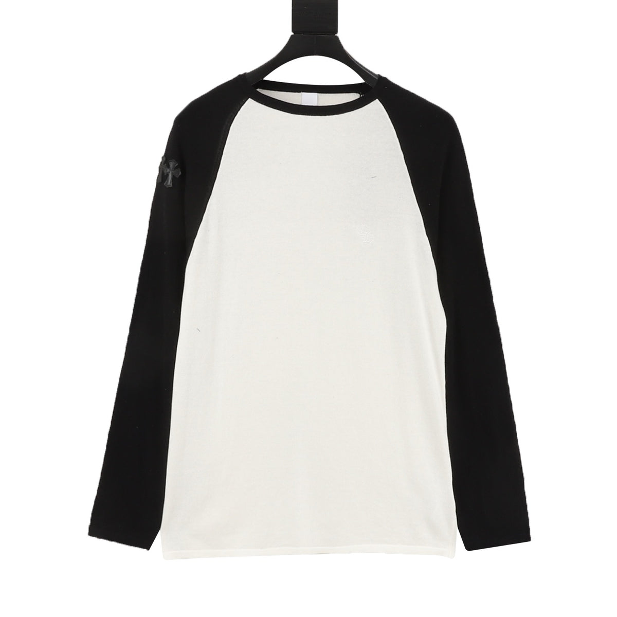 Chrome Hearts Logo Embroidered Contrast Knit Long-Sleeve Top front view