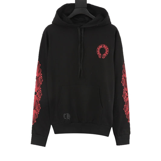 Chrome Hearts Gothic Script Horseshoe Print Hoodie front view