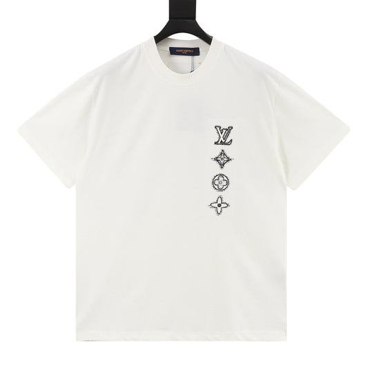 Louis Vuitton Three-Flower Sketch Embroidered T-Shirt front view