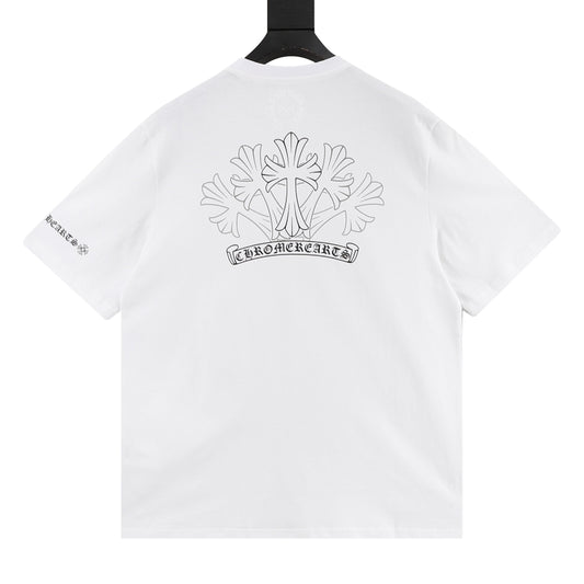 Chrome Hearts Sketch Cross Print T-Shirt front view