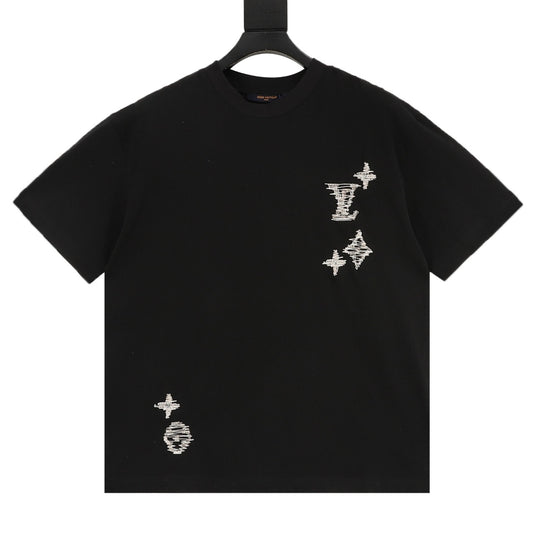 Louis Vuitton Monogram Logo Embroidered T-Shirt front view