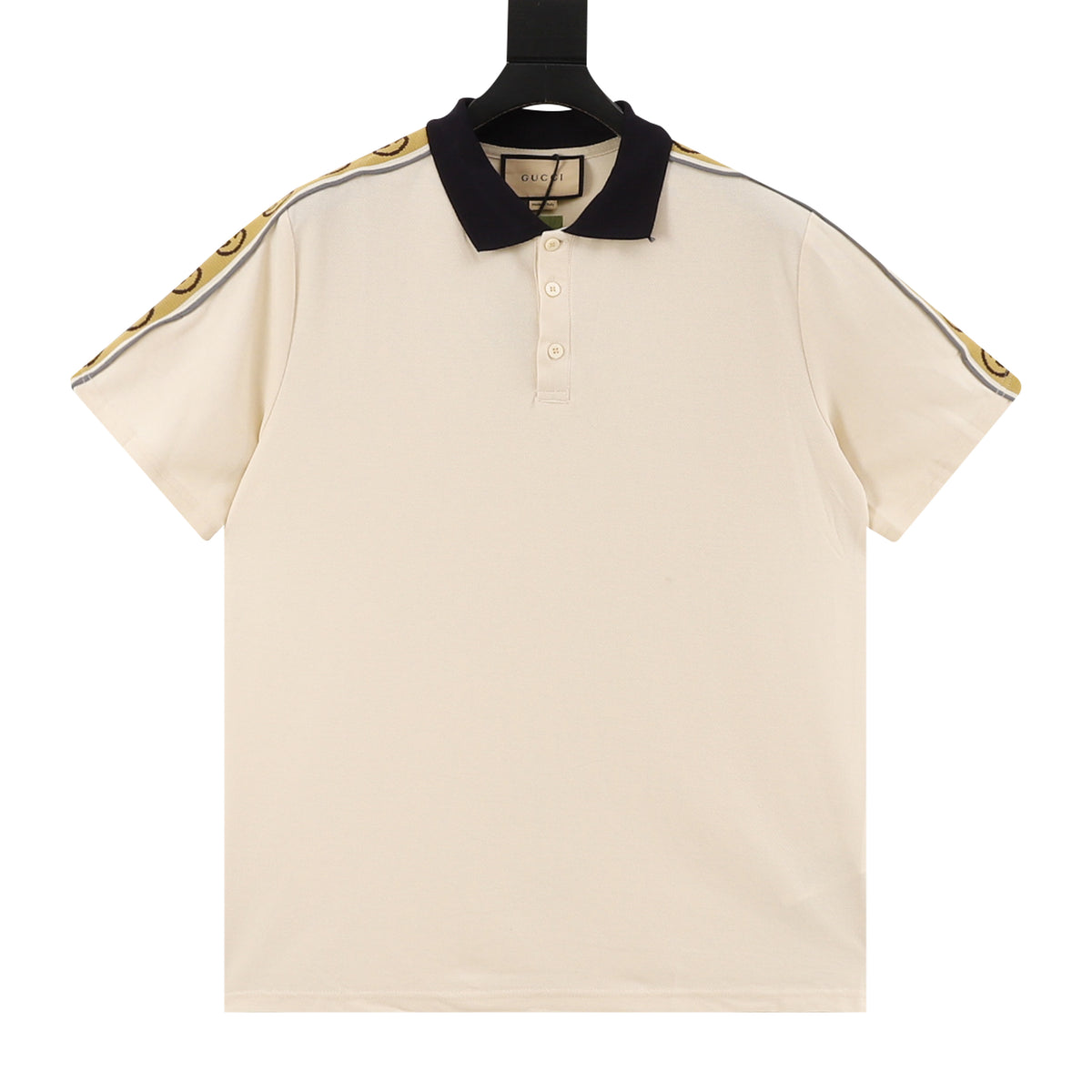 Gucci Reflective Web-Stripe Polo Shirt front view