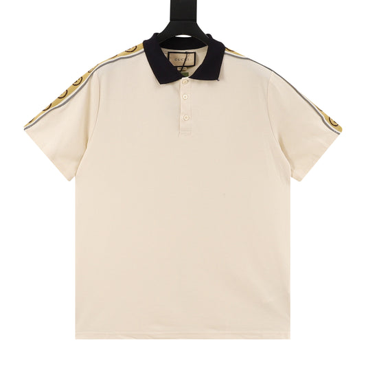 Gucci Reflective Web-Stripe Polo Shirt front view