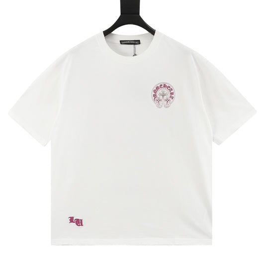 Chrome Hearts Horseshoe Cross Patch Distressed T-Shirt front view