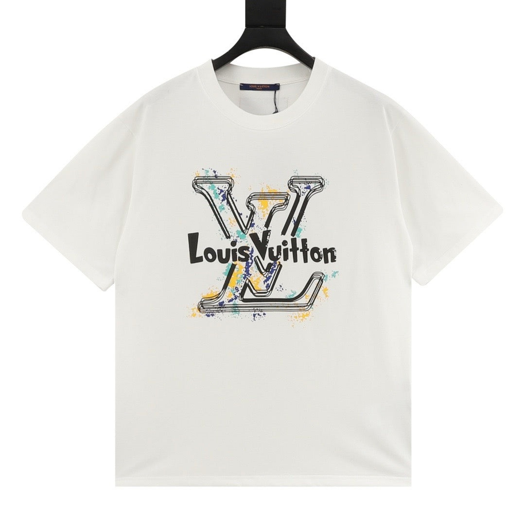 Louis Vuitton Graffiti Logo Print T-Shirt front view