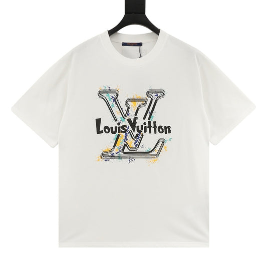 Louis Vuitton Graffiti Logo Print T-Shirt front view