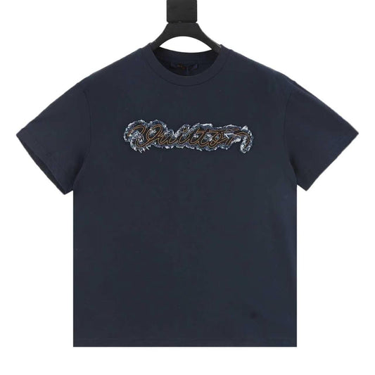 Louis Vuitton Denim Logo T-Shirt - Blue front view