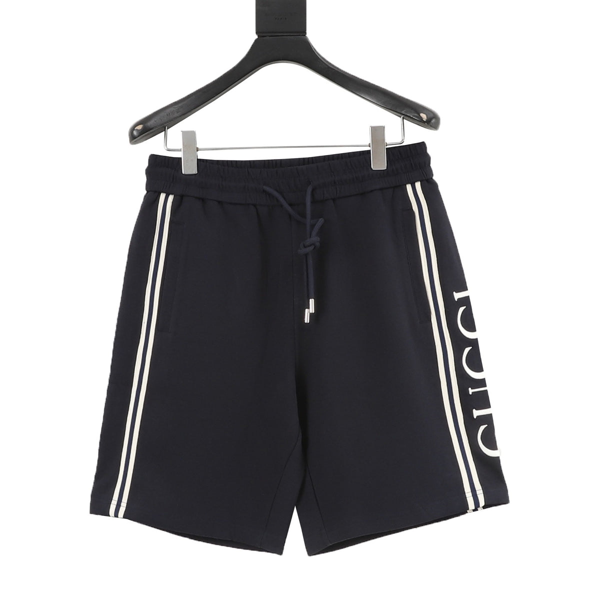 Gucci Side-Stripe Letter Embroidered Sport Shorts front view