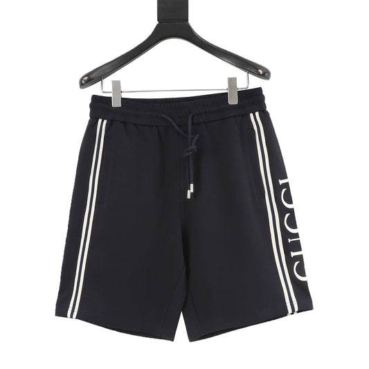 Gucci Side-Stripe Letter Embroidered Sport Shorts front view