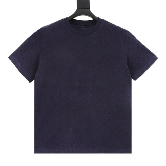 Louis Vuitton Flocked Embossed Terry T-Shirt - Navy front view
