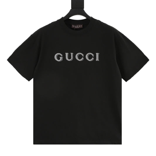 Gucci Shadow Letter Logo Embroidered T-Shirt front view