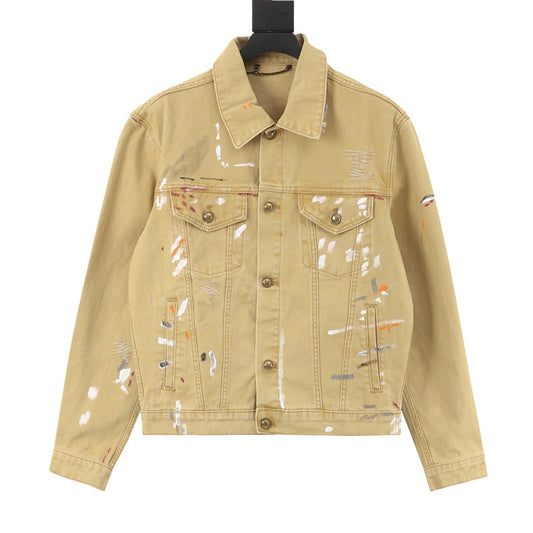 Louis Vuitton Paint-Splatter Denim Jacket - Blue front view