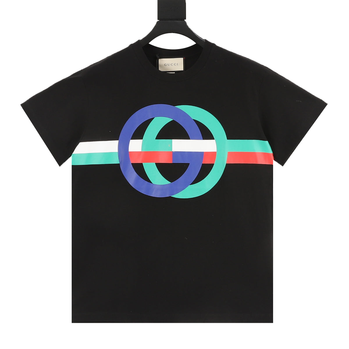 Gucci Interlocking G Color-Block Logo T-Shirt front view