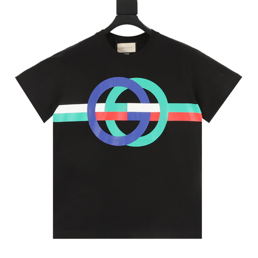 Gucci Interlocking G Color-Block Logo T-Shirt front view