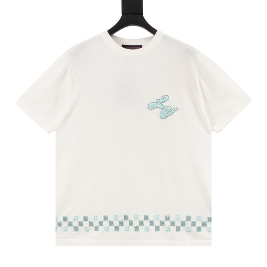 Louis Vuitton Beaded Damier Embroidered Knit T-Shirt front view