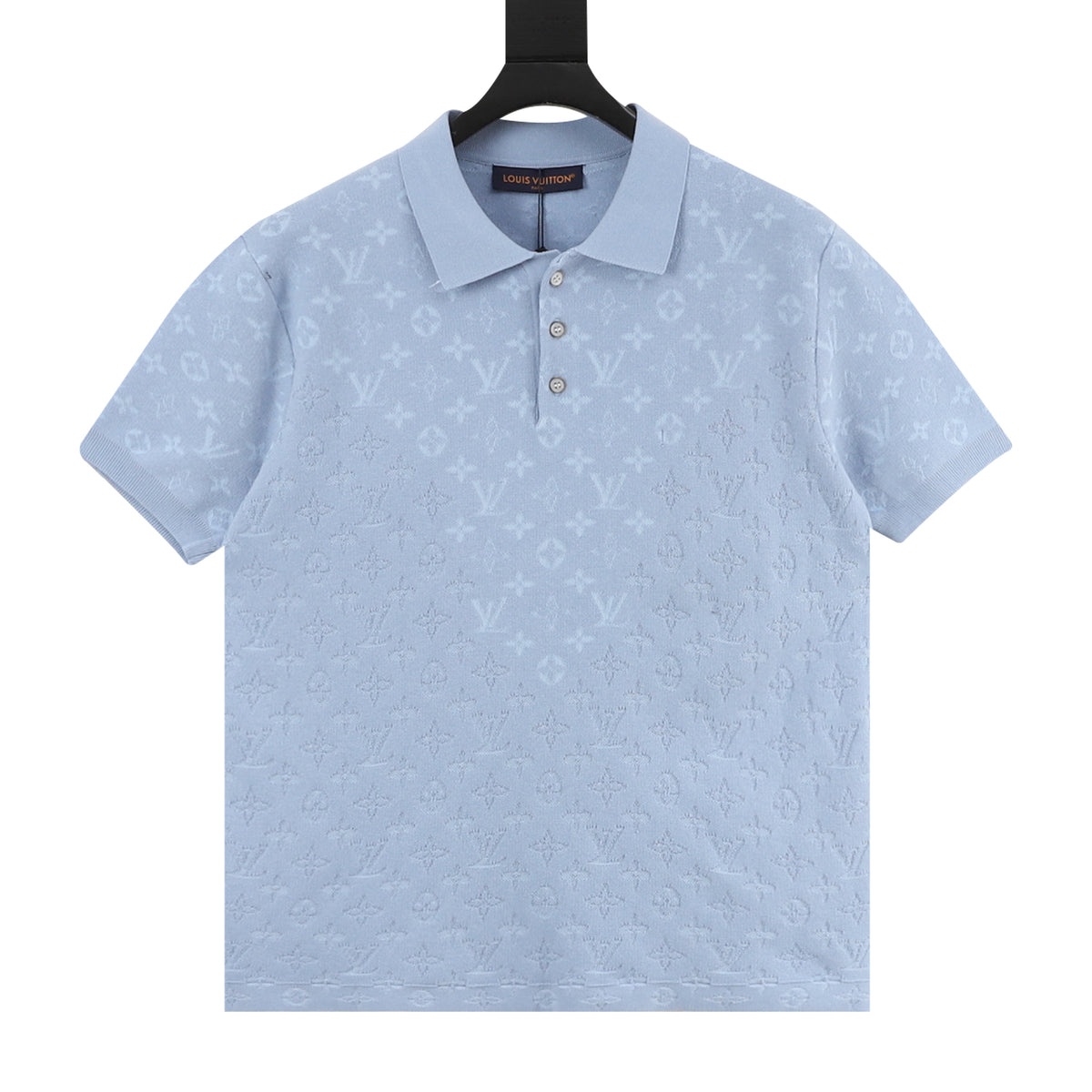 Louis Vuitton Tonal Monogram Jacquard Knit Polo Shirt front view