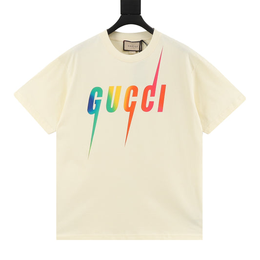 Gucci Gradient Lightning Letter Print T-Shirt front view