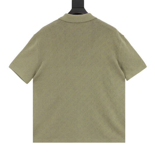 Louis Vuitton All-Over Mesh Short-Sleeve Polo - White front view