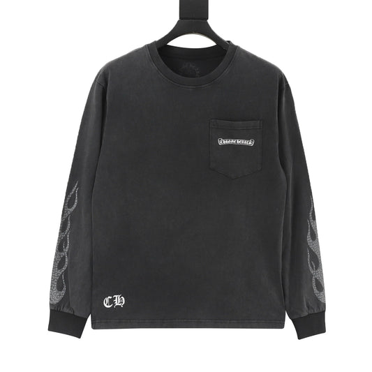 Chrome Hearts Vertical Cross Back Print Long-Sleeve T-Shirt front view