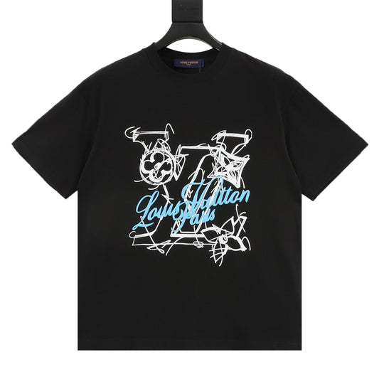 Louis Vuitton Hand-Drawn Graffiti Logo T-Shirt front view