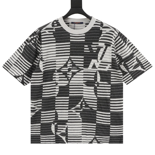 Louis Vuitton Stripe Monogram Jacquard Knit T-Shirt front view