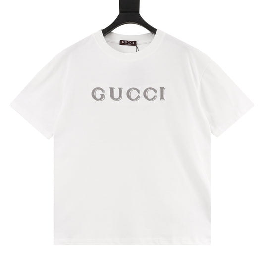 Gucci Shadow Letter Logo Embroidered T-Shirt front view
