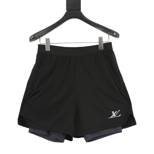 Louis Vuitton Logo Print Layered Shorts front view