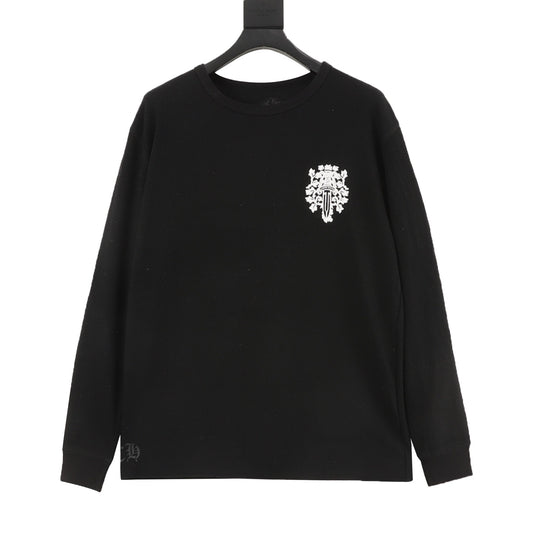 Chrome Hearts Waffle-Knit Vine Dagger Print Long-Sleeve Top front view