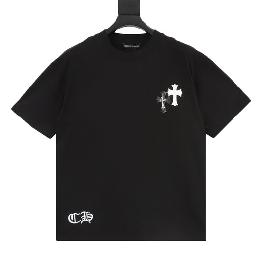 Chrome Hearts Hardware Leather-Label Cross Embroidered T-Shirt front view