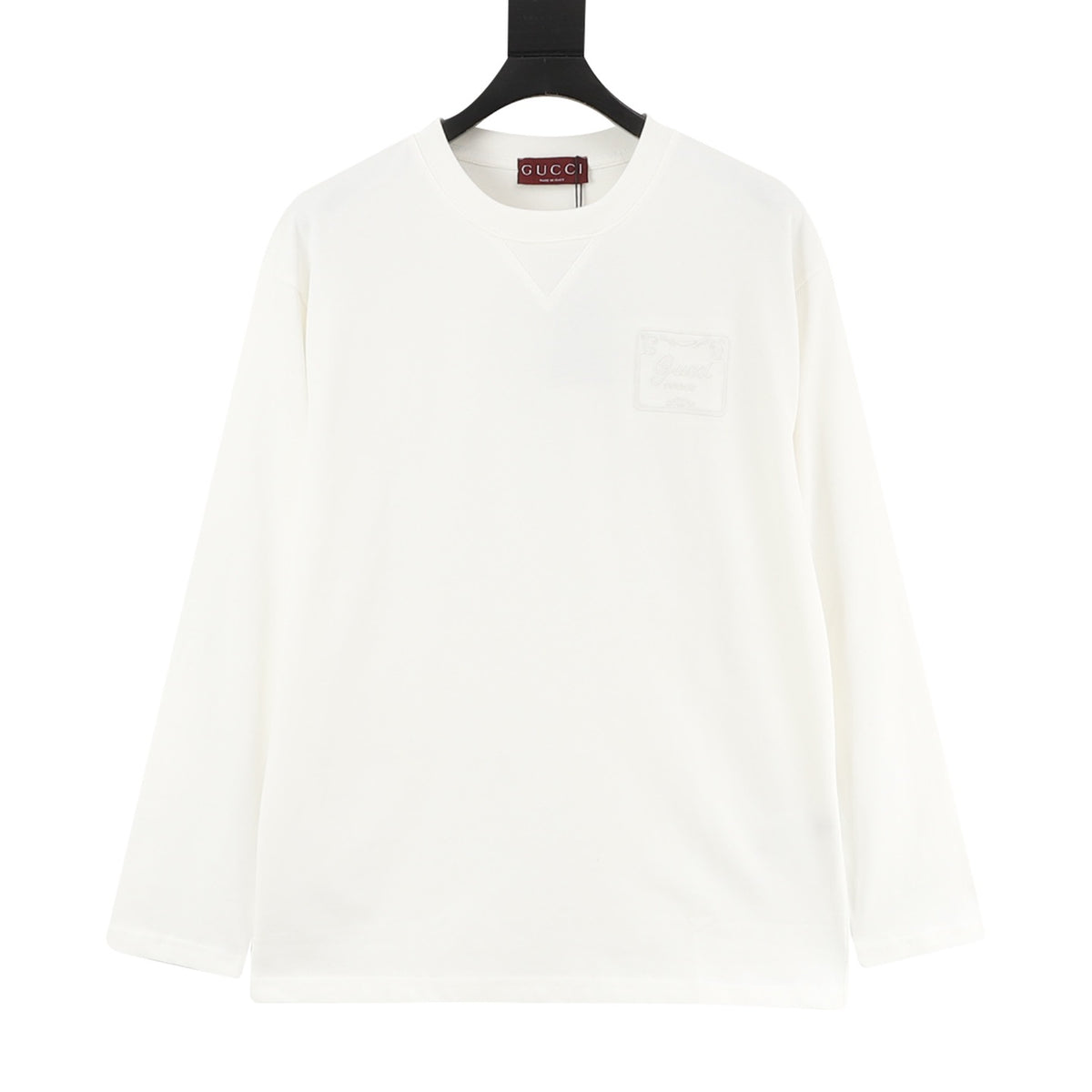Gucci Embroidered Plaque Long-Sleeve T-Shirt front view