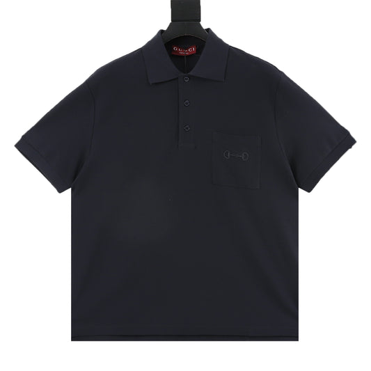 Gucci Horsebit Pocket Embroidered Polo Shirt front view