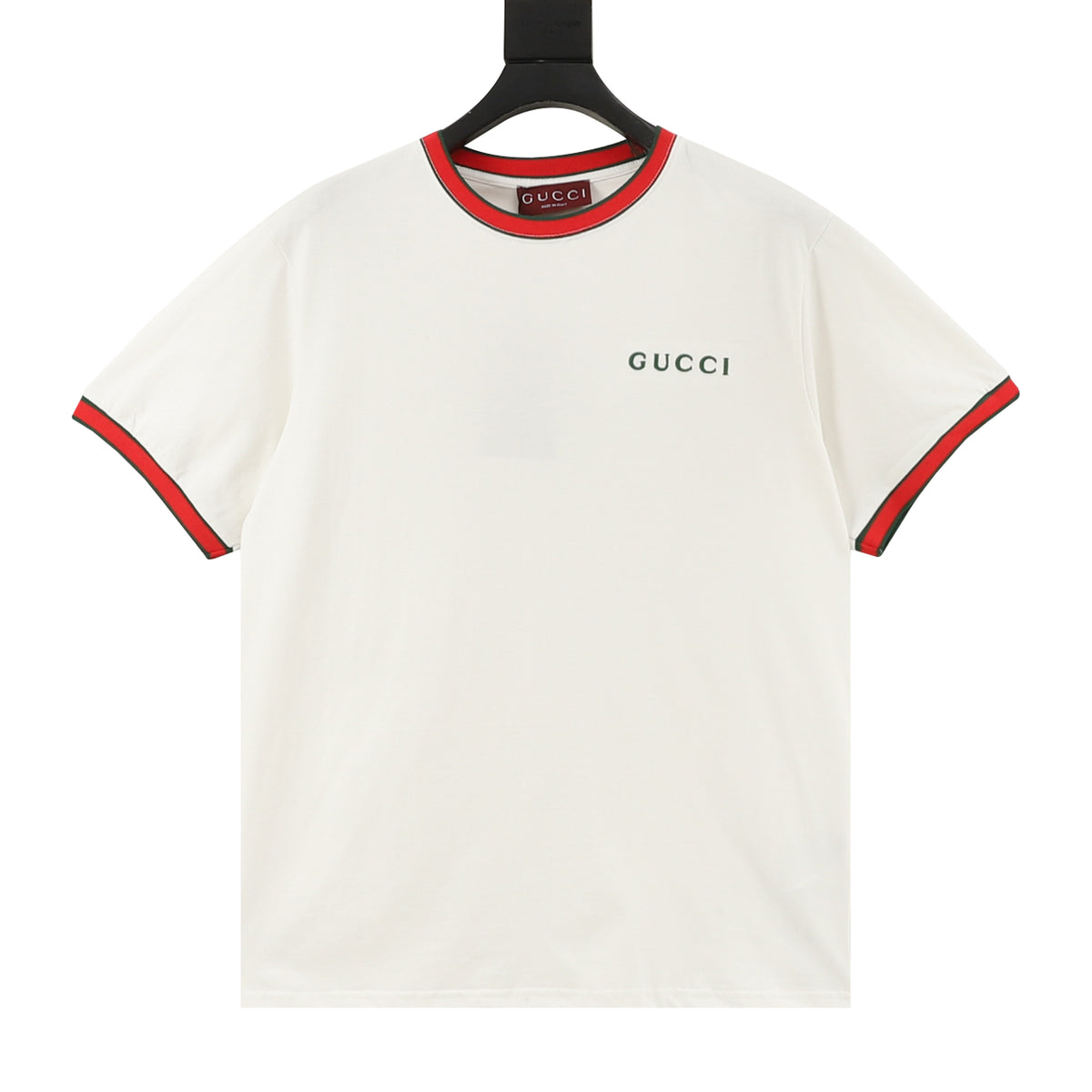 Gucci Web-Rib Letter Embroidered T-Shirt front view