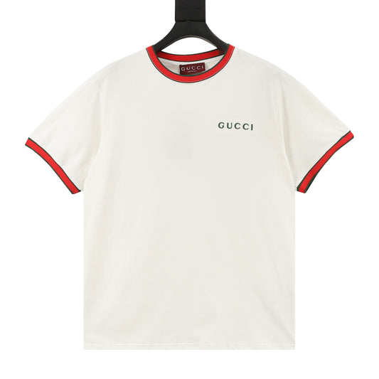 Gucci Web-Rib Letter Embroidered T-Shirt front view