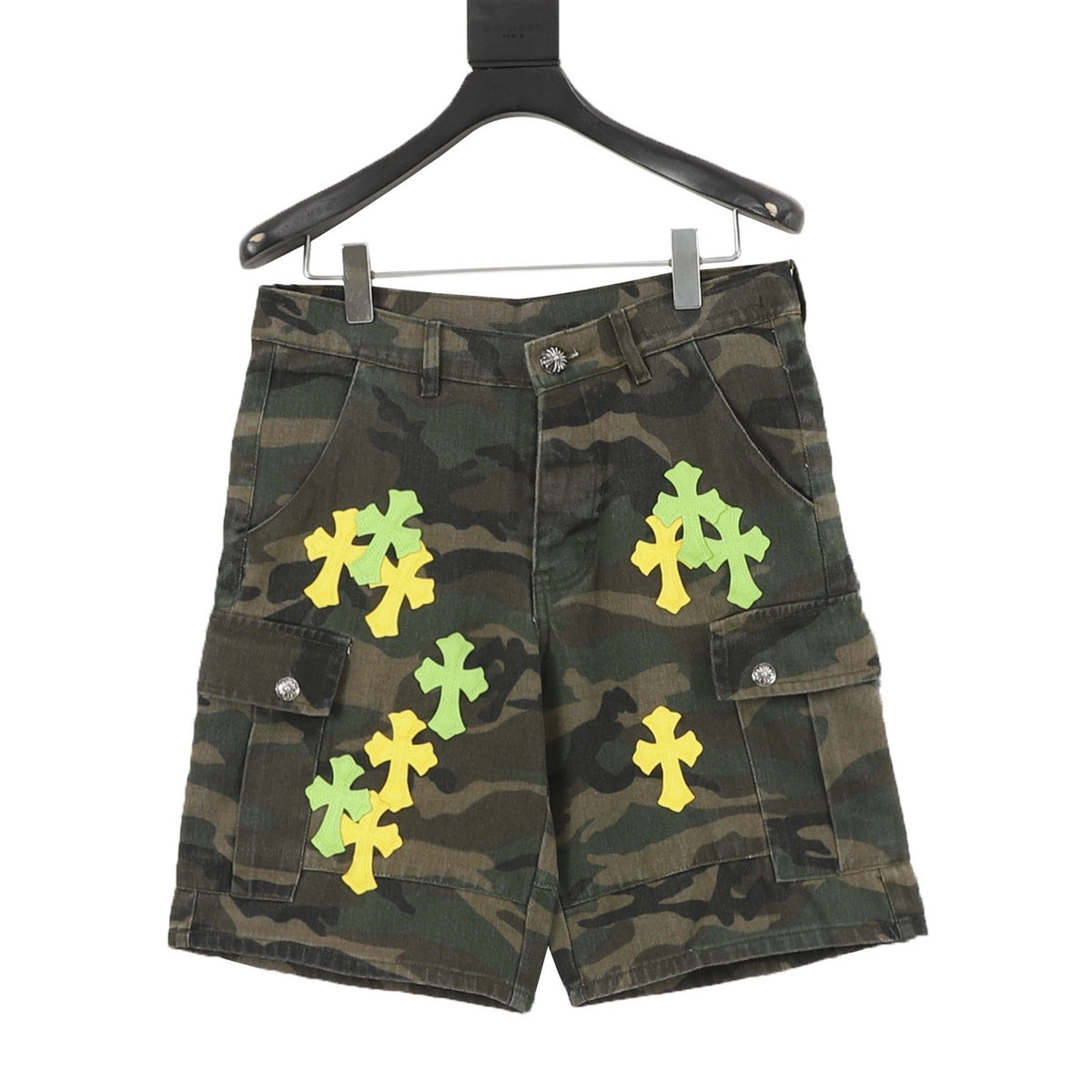 Chrome Hearts City Edition Cross Patch Denim Shorts front view