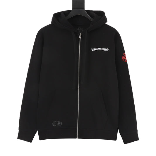 Chrome Hearts Scroll Logo Print Zip Hoodie front view