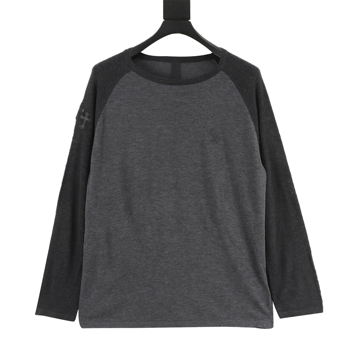 Chrome Hearts Leather Cross Contrast Knit Long-Sleeve Top front view