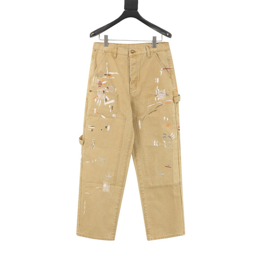 Louis Vuitton Paint-Splatter Denim Trousers - Blue front view